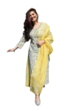 White Color Cotton Printed Salwar Suit Set